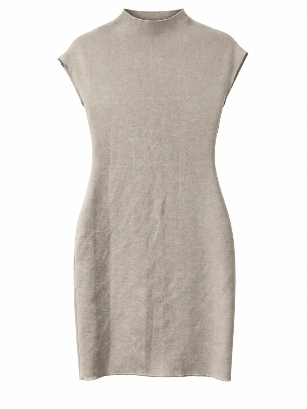 Zara Stone Beige Cap-Sleeve Knit Sheath Dress